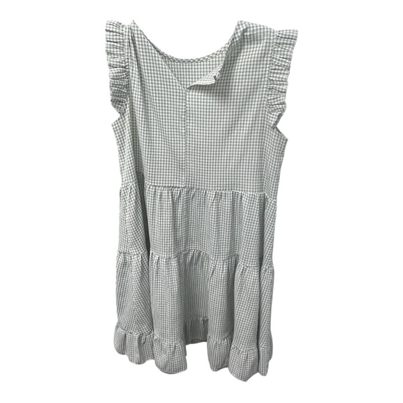 SHEIN Green White Gingham Ruffle‎ Tiered Sleeveless Mini Dress Medium - Picture 2 of 3
